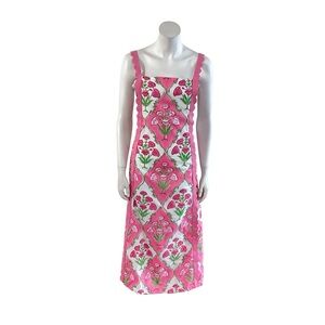 COCOLILLYS Square Neck Floral Midi Breathable Cotton Dress